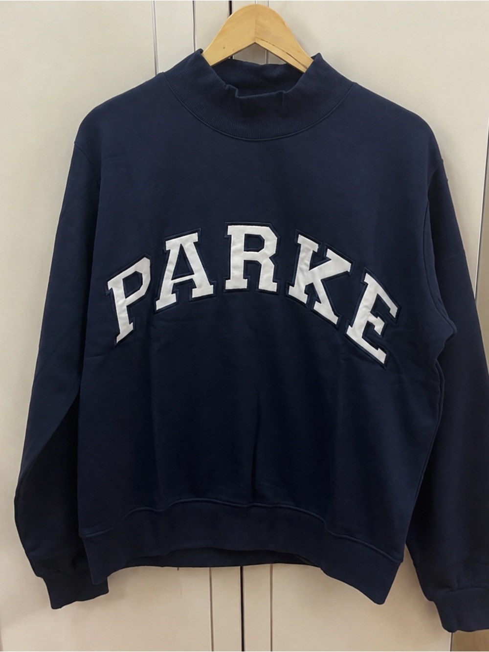 Parker Navy and White Crewneck Sweatshirt